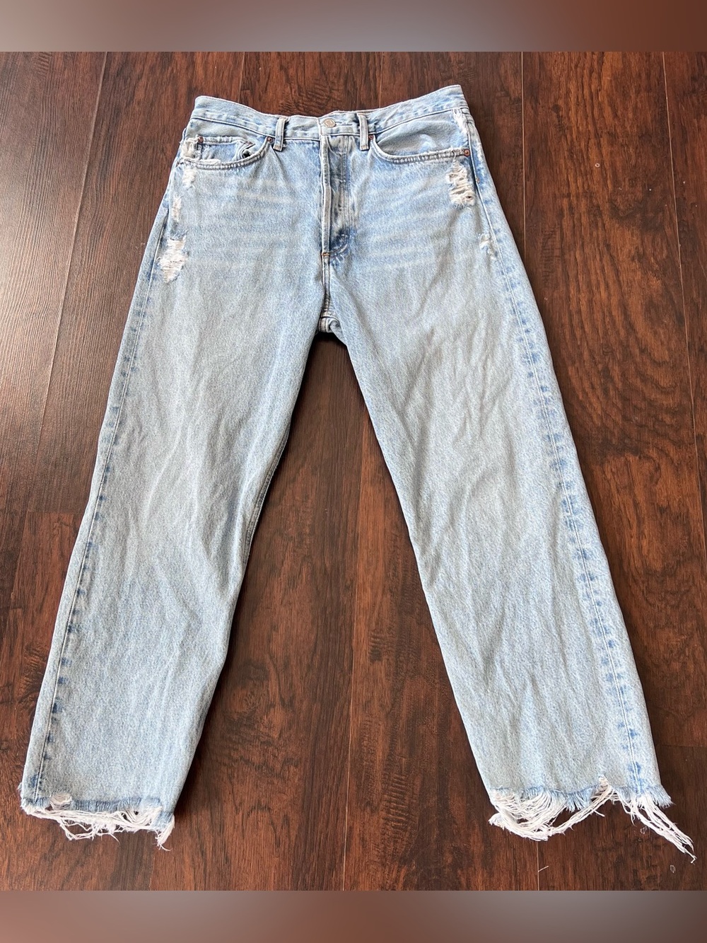 AGOLDE 90’s Crop Distressed Jeans Light Wash High Rise 28 - Picture 1 of 16
